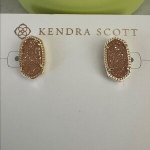 Ellie Gold Stud Earrings in Light Pink Drusy